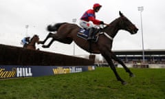 Nico de Boinville steers Sprinter Sacre to success in the Desert Orchid Chase at Kempton Park.