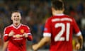 Hat-trick man Wayne Rooney celebrates with Ander Herrera.