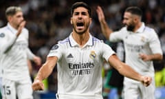 Marco Asensio celebrates his goal during the Champions League match between Real Madrid and Celtic