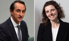 Liberal member for Wentworth Dave Sharma and Allegra Spender, the daughter of late fashion icon and businesswoman Carla Zampatti. Spender is running against Sharma in the seat of Wentworth, Sydney, NSW.