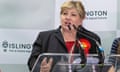 Emily Thornberry giving a speech after being declared winner in Islington South and Finsbury on Friday.