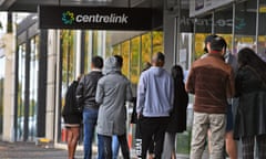 People line up outside Centrelink