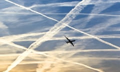 composite: plane and contrails