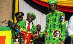 Robert Mugabe and his son Robert Jr in 2017