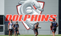 Dolphins players train at the Redcliffe stadium, where they’ll play their first NRL game in the region on 11 March.