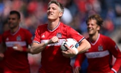 Bastian Schweinsteiger opened his account for the Fire with a powerful header