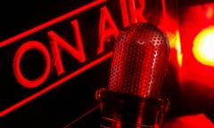 An 'On Air' radio sign with microphone.