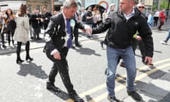 Nigel Farage after being hit with a milkshake in Newcastle, on 20 May 2019