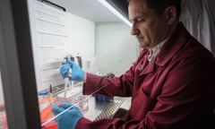 Prof Ian Hitchcock at work in a laboratory in the new Centre for Blood Research at York.