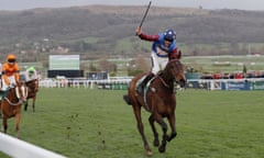 Aiden Coleman on board Paisley Park on their way to victory in the Stayers’ Hurdle.