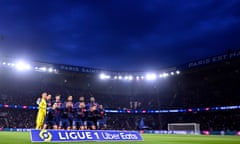 Paris Saint-Germain v Havre AC - Ligue 1 Uber Eats<br>PARIS, FRANCE - APRIL 27: (L-R) Keylor Navas, Marquinhos, Vitinha, Lucas Beraldo, Achraf Hakimi, Bradley Barcola, Marco Asensio, Randal Kolo Muani, Warren Zaire Emery and Ousmane Dembele of Paris Saint-Germain pose before the Ligue 1 Uber Eats match between Paris Saint-Germain and Havre AC at Parc des Princes on April 27, 2024 in Paris, France. (Photo by Aurelien Meunier - PSG/PSG via Getty Images)