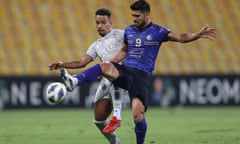 Esteghlal's Mehdi Mehdipour (right) in action against Saudi Arabia's Al-Hilal in the Asian Champions League last September before the Iranian club were expelled from the competition