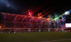 Half-time during a game between Perth Glory and Brisbane Roar earlier this month. The players union has voiced concern over the governance of the A-Leagues.