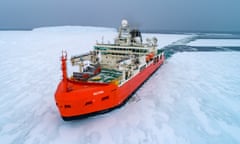 The icebreaker RSV Nuyina photographed from the air