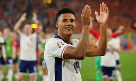 Match-winner Ollie Watkins soaks up the fans’ applause after the final whistle.