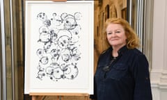 Rachel Whiteread with her lithograph Untitled (Bubble)