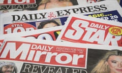 Daily Mirror, Daily Express and Daily Star newspaper tops