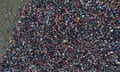 Indian Hindu devotees take a holy dip at Sangam during Kumbh Mela.