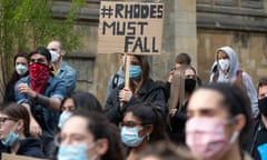 Protesters outside Oriel College