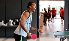 Virgil van Dijk playing table tennis in pre-season