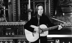 Julie Felix performing at Westminster Abbey in London in 1966.