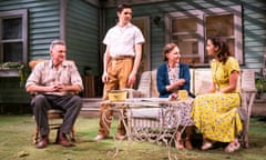 Bill Pullman (Joe Keller), Colin Morgan (Chris Keller), Sally Field (Kate Keller) and Jenna Coleman (Ann Deever) in All My Sons by Arthur Miller @ Old Vic. Directed by Jeremy Herrin. (Opening 23-04-19)