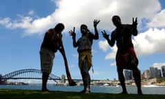 Aboriginal performers on Goat Island in Sydney Harbour