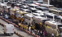 Coaches wait to enter the port of Dover in Kent