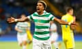 Celtic’s Scott Sinclair celebrates scoring their first goal in the 4-3 defeat