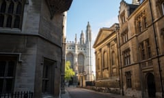 Trinity Lane facing towards King’s College Chapel in Cambridge.