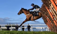 Fiddlerontheroof clears the the last before going on to win the Tolworth Novices Hurdle