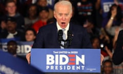 Joe Biden addresses supporters at his South Carolina primary night rally in Columbia