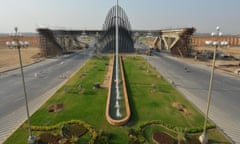 The impressive gated approach to Bahria Town Karachi.