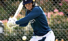 Amy Jones bats during an England women's T20 International squad training session in Dunedin