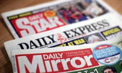 Mastheads for the Daily Mirror, Daily Star and the Daily Express