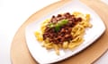 Plate of spaghetti bolognese