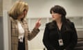 This image released by FX shows Sarah Paulson as Linda Tripp, left, and Beanie Feldstein as Monica Lewinsky in a scene from “Impeachment: American Crime Story,” premiering Sept. 7. (Tina Thorpe/FX via AP)