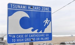 US-TONGA-VOCANO-TSUNAMI<br>A tsunami hazard zone sign is displayed near a beach in El Segundo, California, on January 15, 2022. - The US National Weather Service issued tsunami advisories for the entire west coast of the United States following a massive volcanic eruption across the Pacific Ocean in Tonga. (Photo by Patrick T. FALLON / AFP) (Photo by PATRICK T. FALLON/AFP via Getty Images)