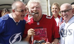 Airline CEO Shai Weiss, Richard Branson and airport boss Joe Lopano after the first flight of Virgin Atlantic’s service to Tampa International from Heathrow.