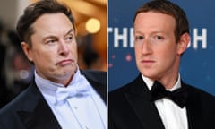 Composite image showing Elon Musk (left) and Mark Zuckerberg