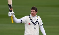 Sussex v Kent - Specsavers County Championship Division Two<br>HOVE, ENGLAND - APRIL 16:  Sam Northeast of Kent celebrates after reaching his century during day three of the Specsavers County Championship Division Two match between Sussex and Kent at The 1st Central County Ground on April 16, 2017 in Hove, England.  (Photo by Mike Hewitt/Getty Images)