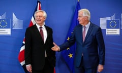 Former Brexit secretary David Davis meets Michel Barnier.