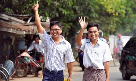 'I can't wait to go to my newsroom': Reuters journalist Wa Lone walks free – video