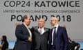 Delegates smile after adopting the final agreement at the COP24 UN climate change conference 2018 in Katowice, Poland.