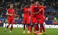 Cameron Archer is congratulated by his teammates after scoring England’s final goal in their 3-0 semi-final win against Israel