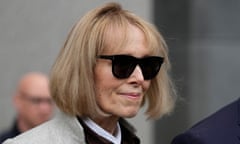 Former advice columnist E Jean Carroll leaves Manhattan federal court.