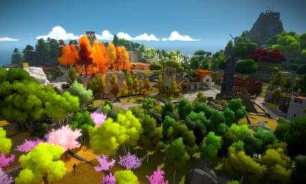 The Witness scene of trees and hills