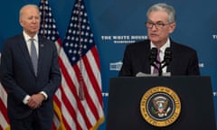 The chair of the US Federal Reserve, Jerome Powell (right), with the US president, Joe Biden.