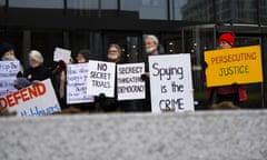 Supporters of lawyer Bernard Collaery and Witness K protest outside Canberra supreme court in August 2019