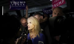 Kellyanne Conway speaks with reporters in Pennsylvania in 2016.